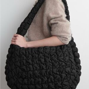 COS Black Textured Shoulder Bag